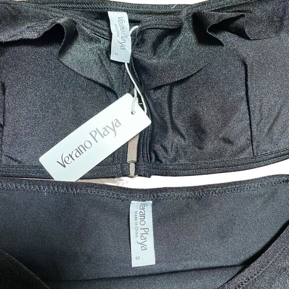 Swimsuit Verano Playa Small Black Bikini High Waist With Tags - Picture 6 of 7